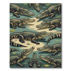 Reptilian Swamp Green Alligator Assemblage Rug