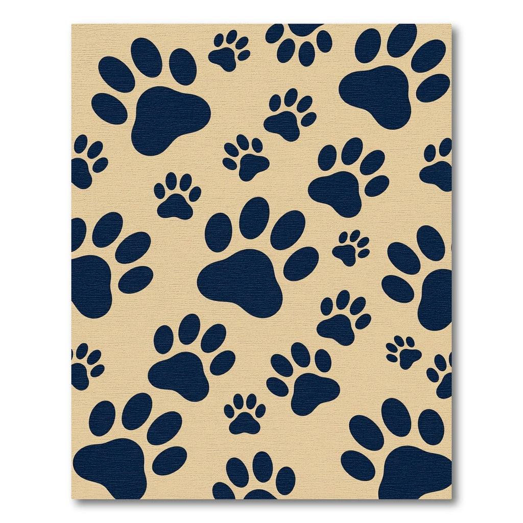 Minimalist Navy Paw Print Area Rug