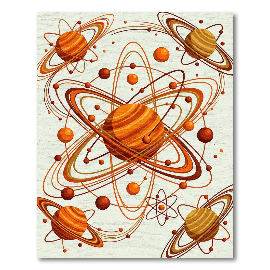 Atomic Orange Solar System Swirls Rug