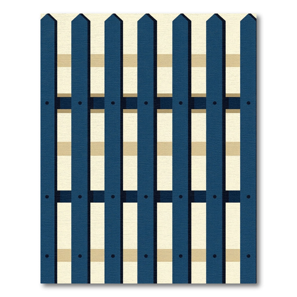 Modern Navy Blue Vertical Picket Fence Rug