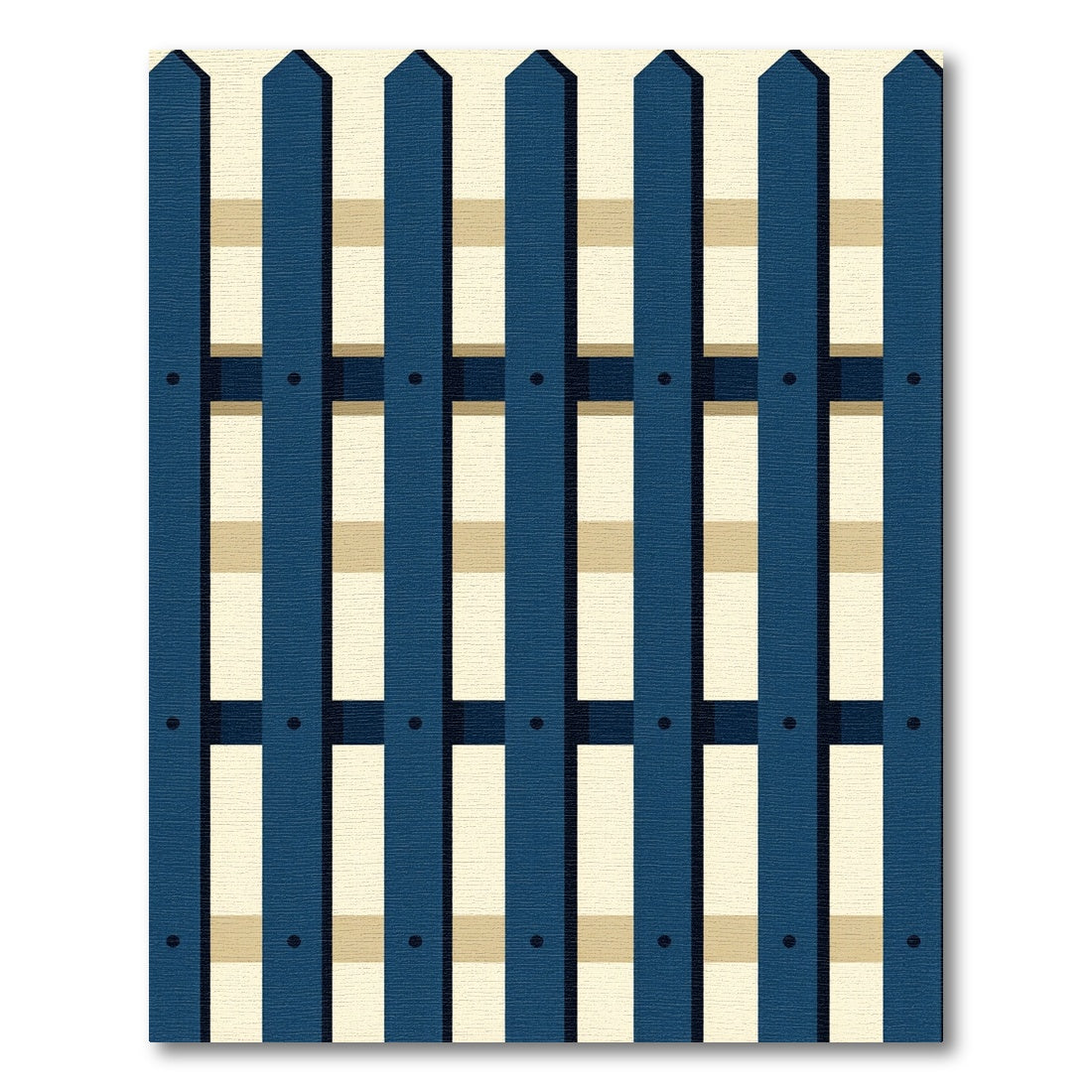 Modern Navy Blue Vertical Picket Fence Rug