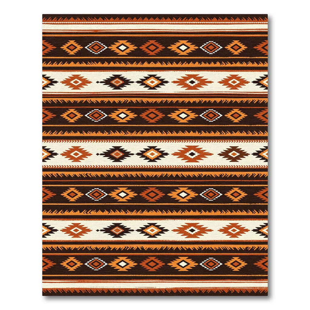 Earthy Southwestern Geometric Diamond Striped Tapestry Rug
