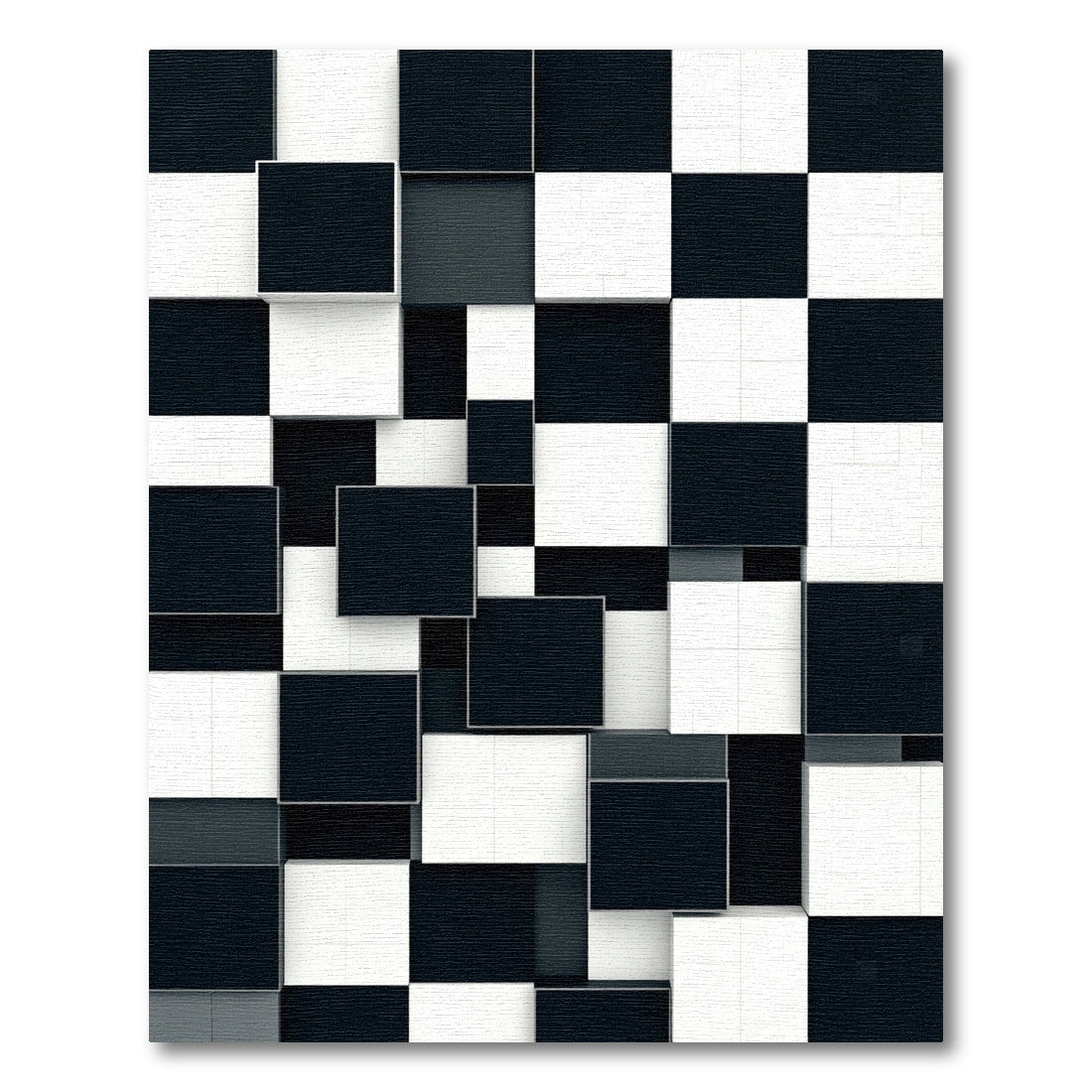 Monochromatic Abstract Three Dimensional Geometric Block Rug