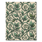 Elegant Sage Green Scrolling Leaf Vine Rug