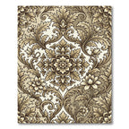 Elegant Cream and Gold Damask Swirl Rug