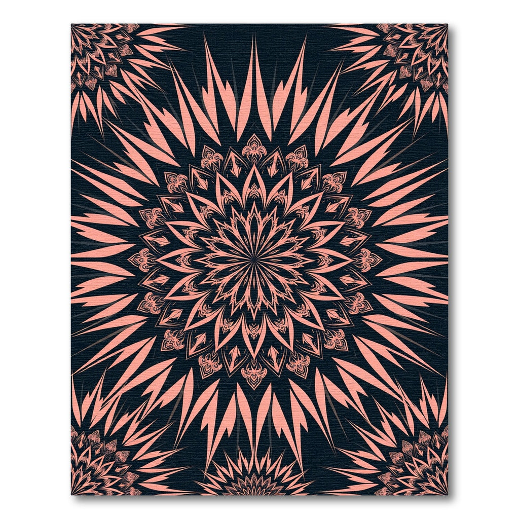 Blush Pink Art Deco Starburst Medallion Rug