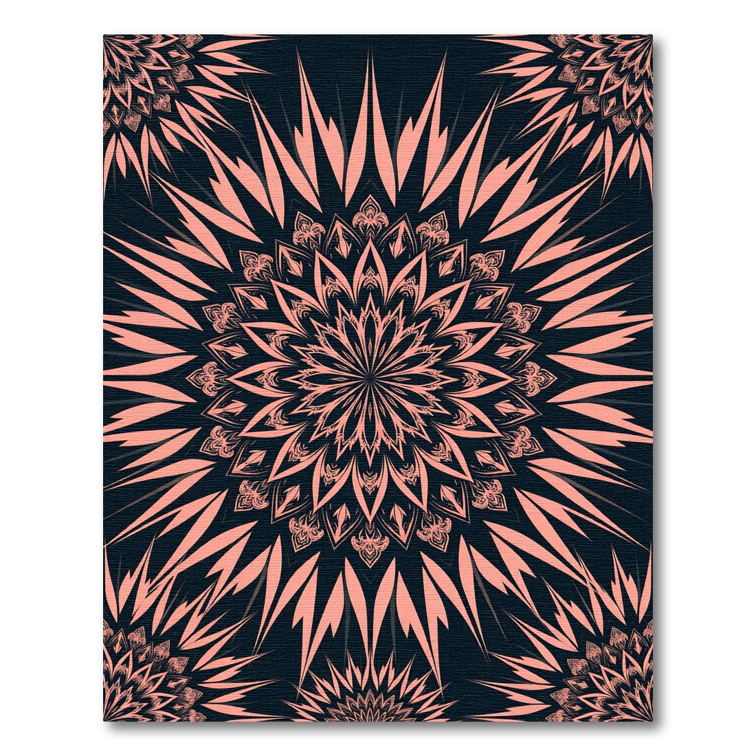 Blush Pink Art Deco Starburst Medallion Rug