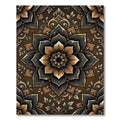 Black and Gold Floral Mandala Rug