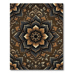 Black and Gold Floral Mandala Rug