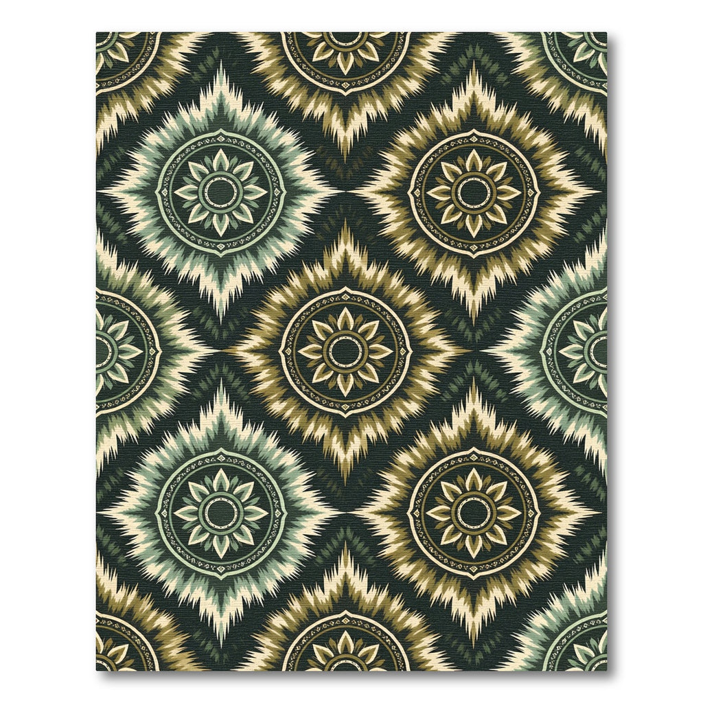 Earth tone sunburst ethnic medallion Rug