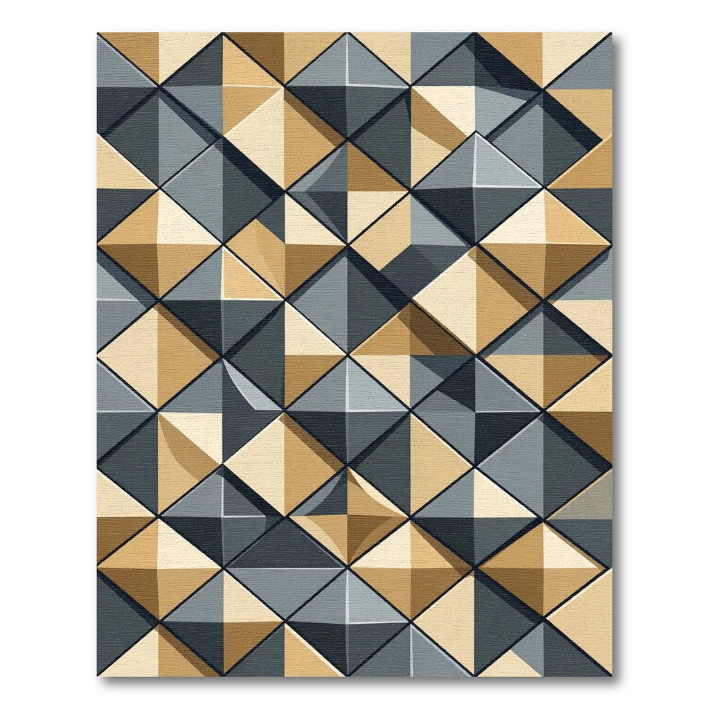 Gold Gray Geometric Diamond Illusion Rug