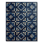 Deep Blue Ivory Diamond Geometric Rug
