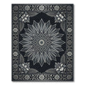 Monochromatic Floral Mandala Art Rug