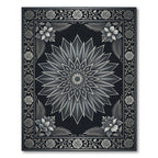 Monochromatic Floral Mandala Art Rug
