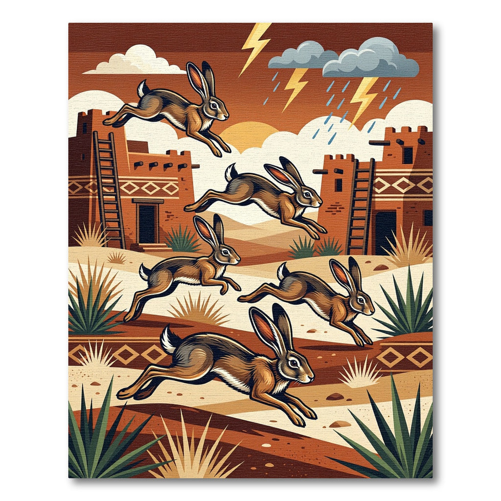 Desert Hare Southwestern Adobe Landscape Rug