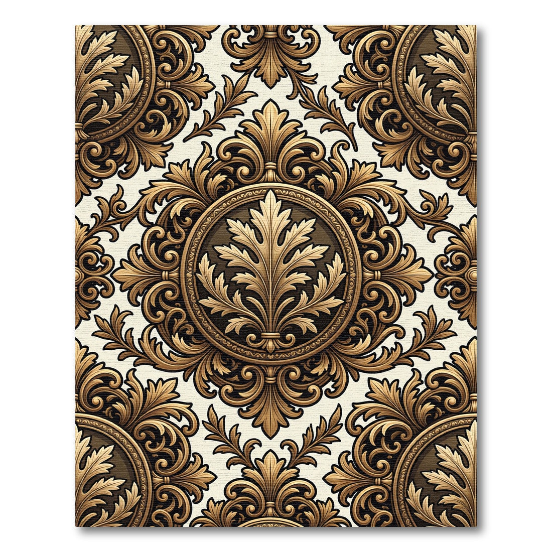 Antique Gold Ornate Medallion Rug