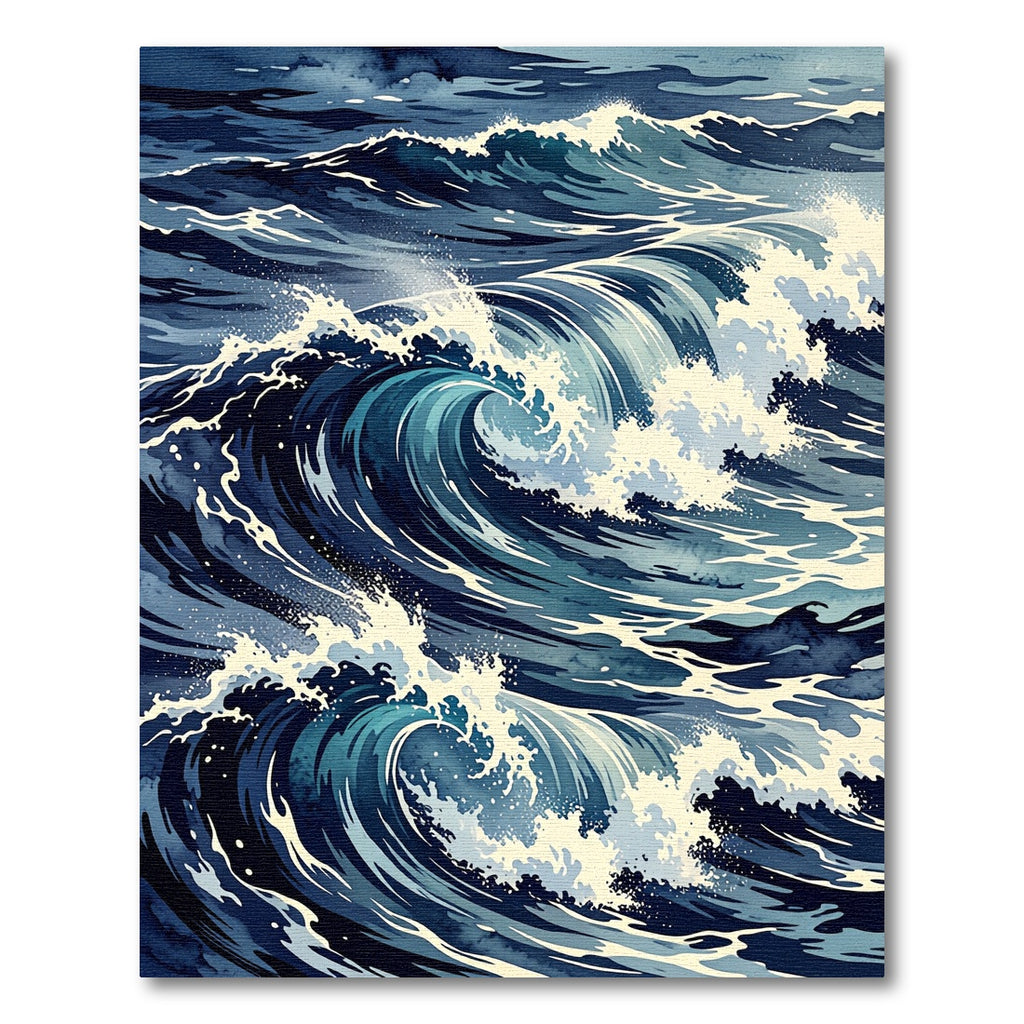 Deep Blue Crashing Ocean Wave Rug