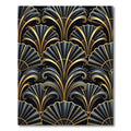 Art Deco Golden Fan Black Backdrop Rug