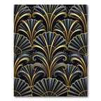Art Deco Golden Fan Black Backdrop Rug