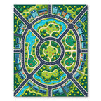 Vibrant Urban Park City Map Illustration Rug