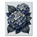 Elegant Navy Hydrangea Floral Bouquet Rug