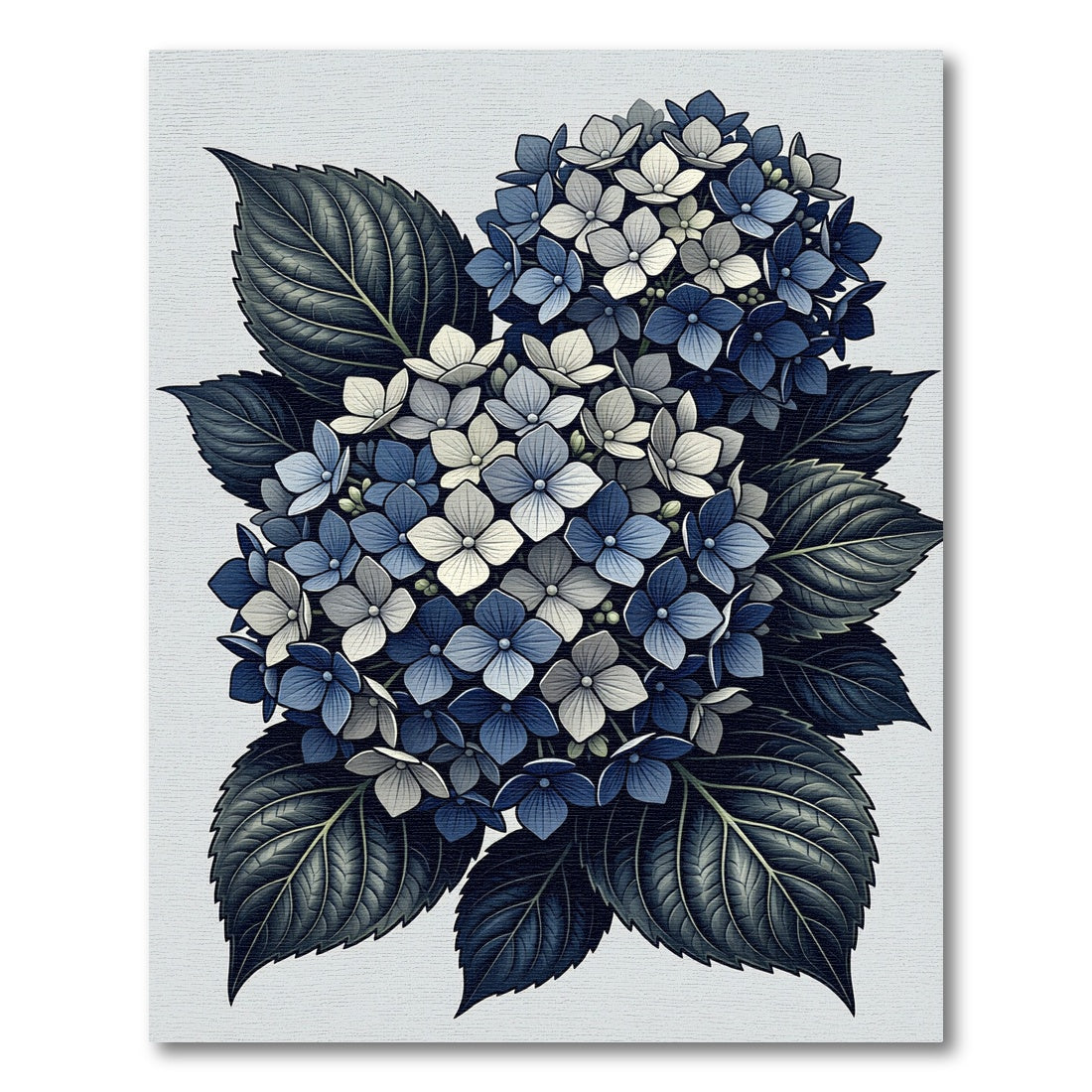 Elegant Navy Hydrangea Floral Bouquet Rug