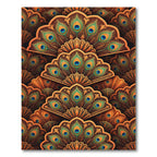 Ornate Golden Peacock Feather Fans Rug
