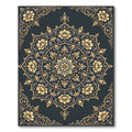 Elegant Golden Floral Mandala Midnight Slate Rug