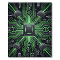 Luminous Emerald Circuitry Sci-Fi Glow Rug