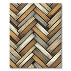 Earthy Herringbone Wood Grain Overlay Rug