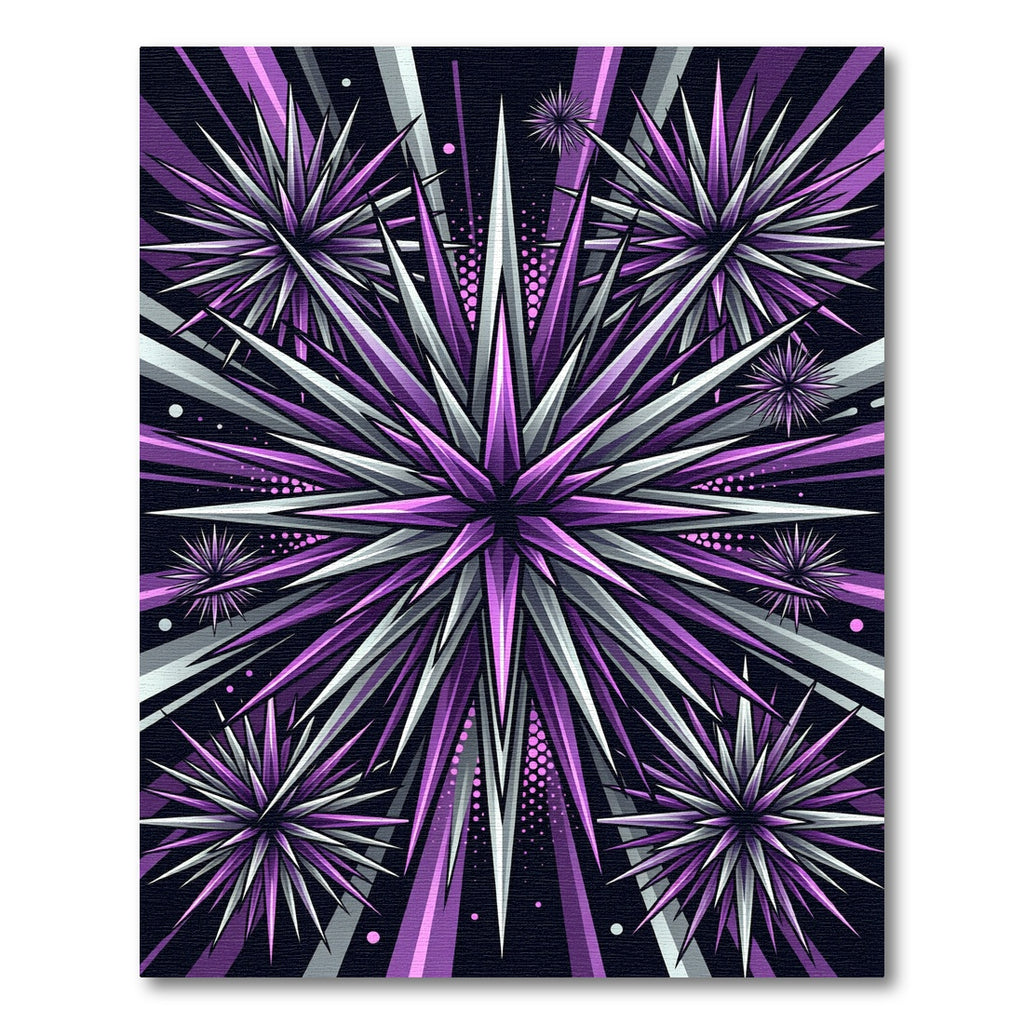 Radiant Purple and Silver Spiked Star Rug