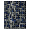 Modern Midnight Blue Interwoven Textured Grid Rug