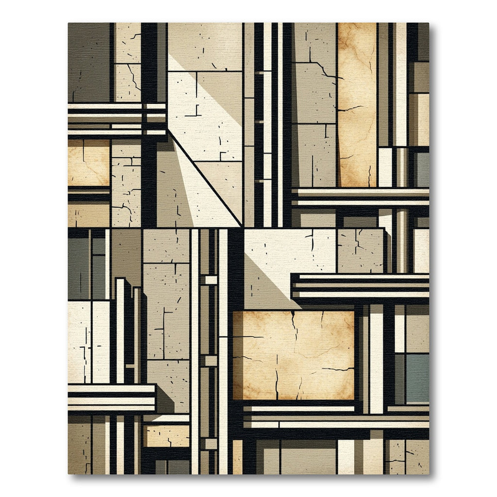 Modern Geometric Beige Slate Rug