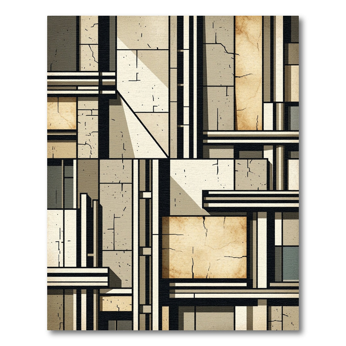 Modern Geometric Beige Slate Rug