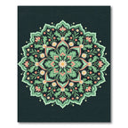 Green Coral Floral Mandala Ornament Jewel Rug