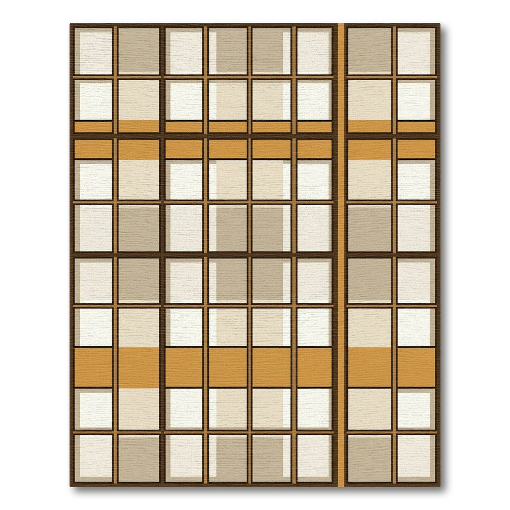 Modern Grid Earth Tone Geometric Rug