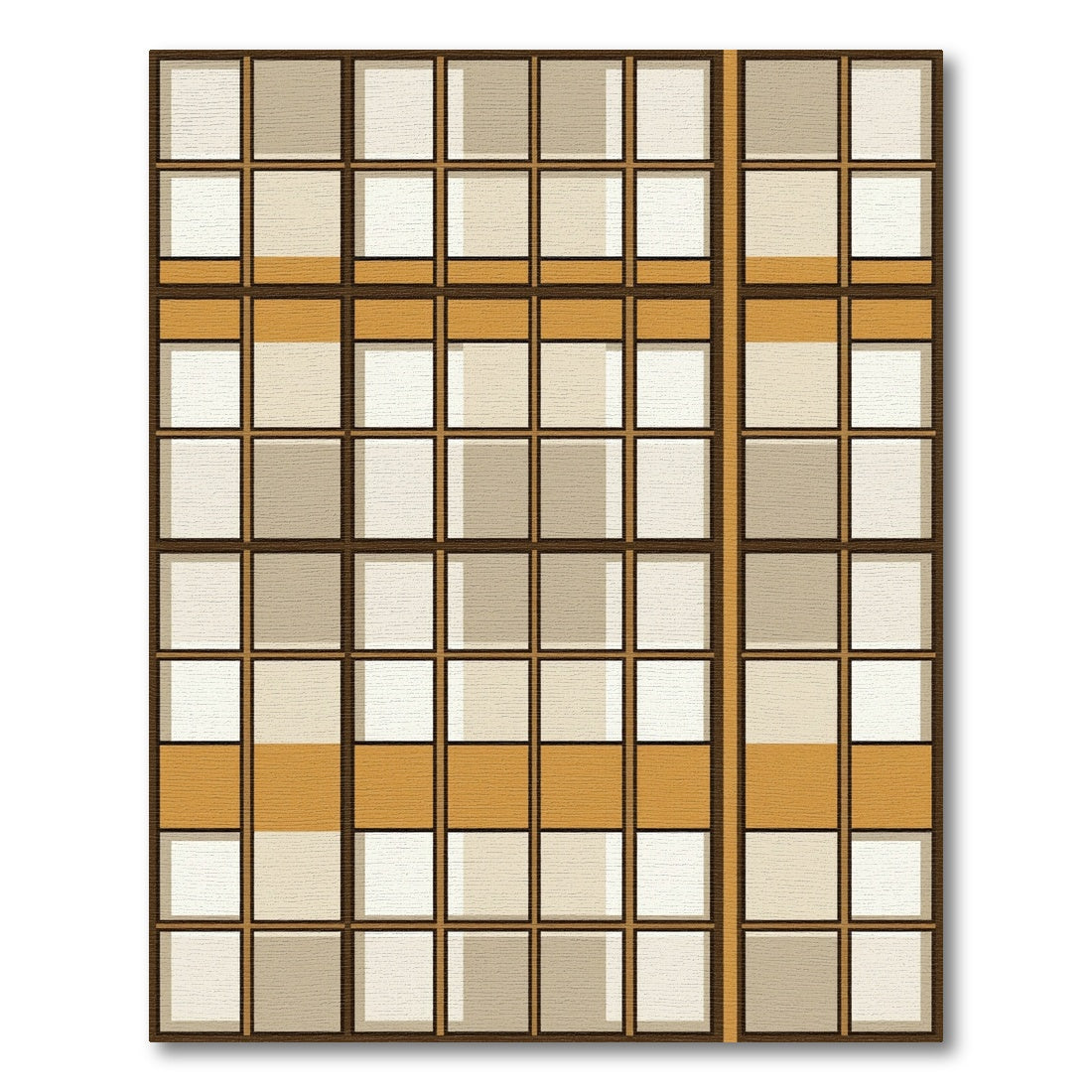 Modern Grid Earth Tone Geometric Rug