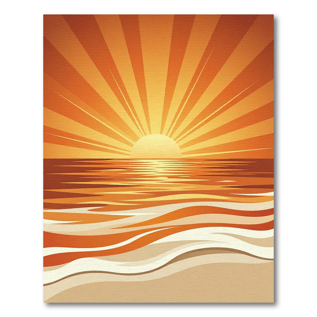 Radiant Sunburst Over Warm Ocean Waves Rug