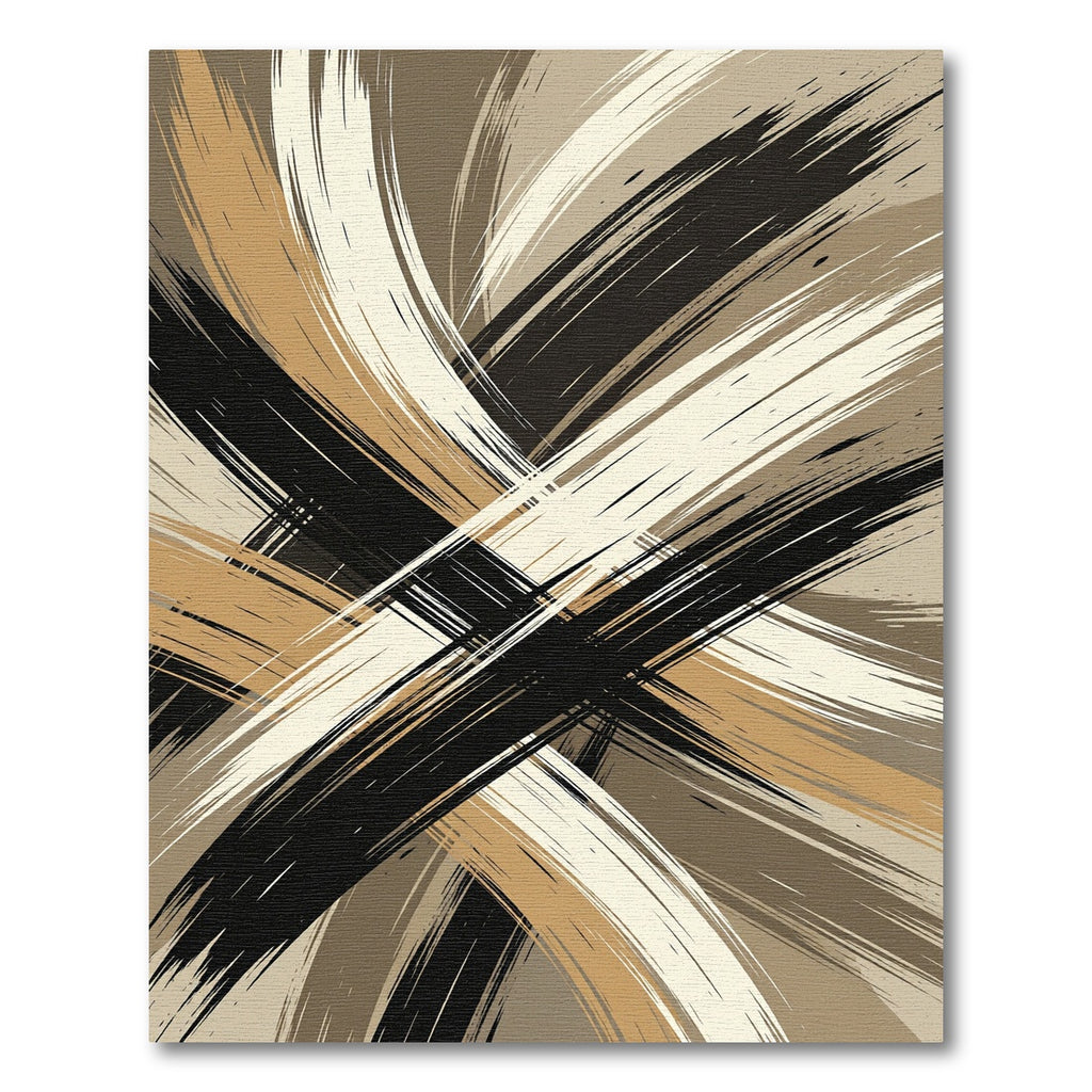 Abstract Neutral Brushstroke Crisscross Rug