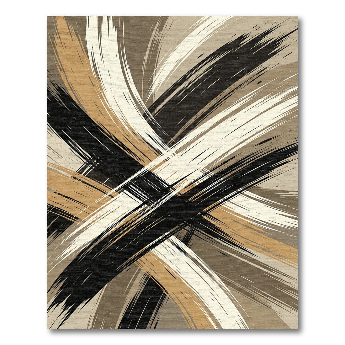 Abstract Neutral Brushstroke Crisscross Rug