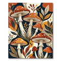 Earthy Forest Mushroom Botanical Illustration Rug
