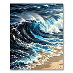 Dynamic Navy Ocean Wave Crest Rug