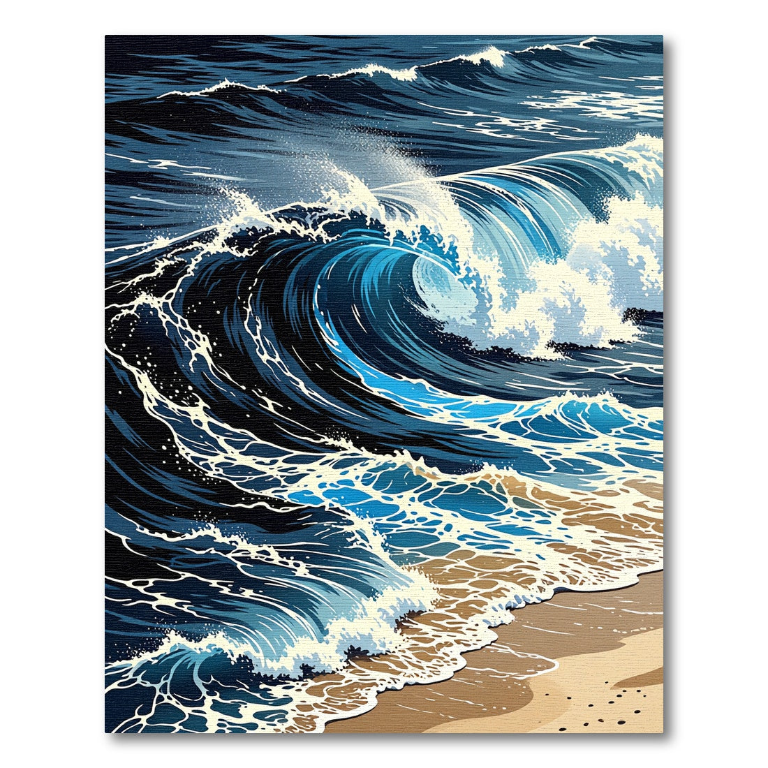 Dynamic Navy Ocean Wave Crest Rug