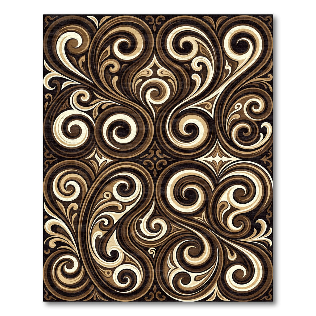 Rich Brown Swirl Scrollwork Tapestry Rug