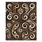 Rich Brown Swirl Scrollwork Tapestry Rug