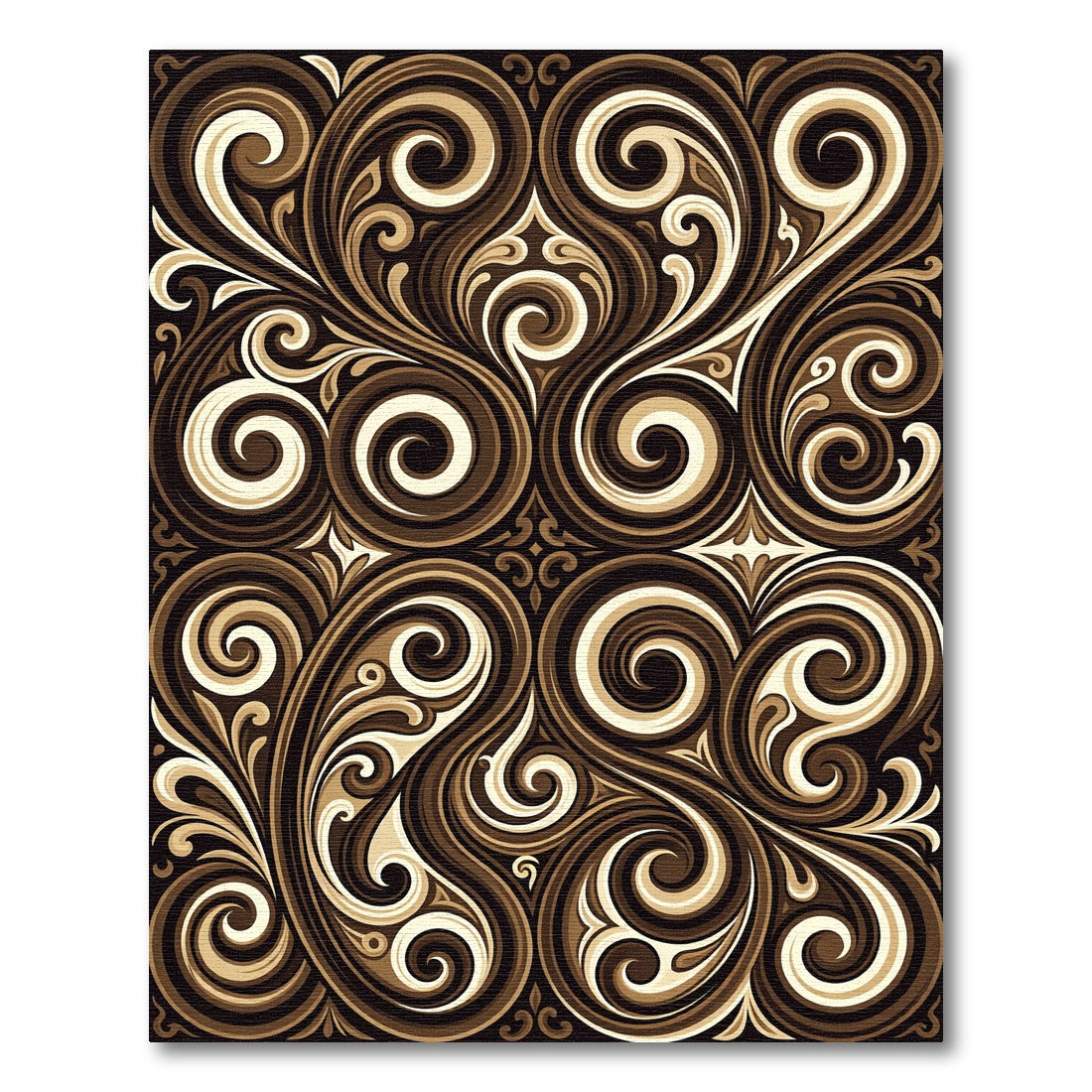 Rich Brown Swirl Scrollwork Tapestry Rug