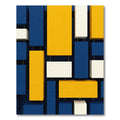 Modern Geometric Blue Yellow Cream Blocks Rug