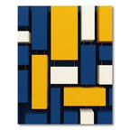 Modern Geometric Blue Yellow Cream Blocks Rug