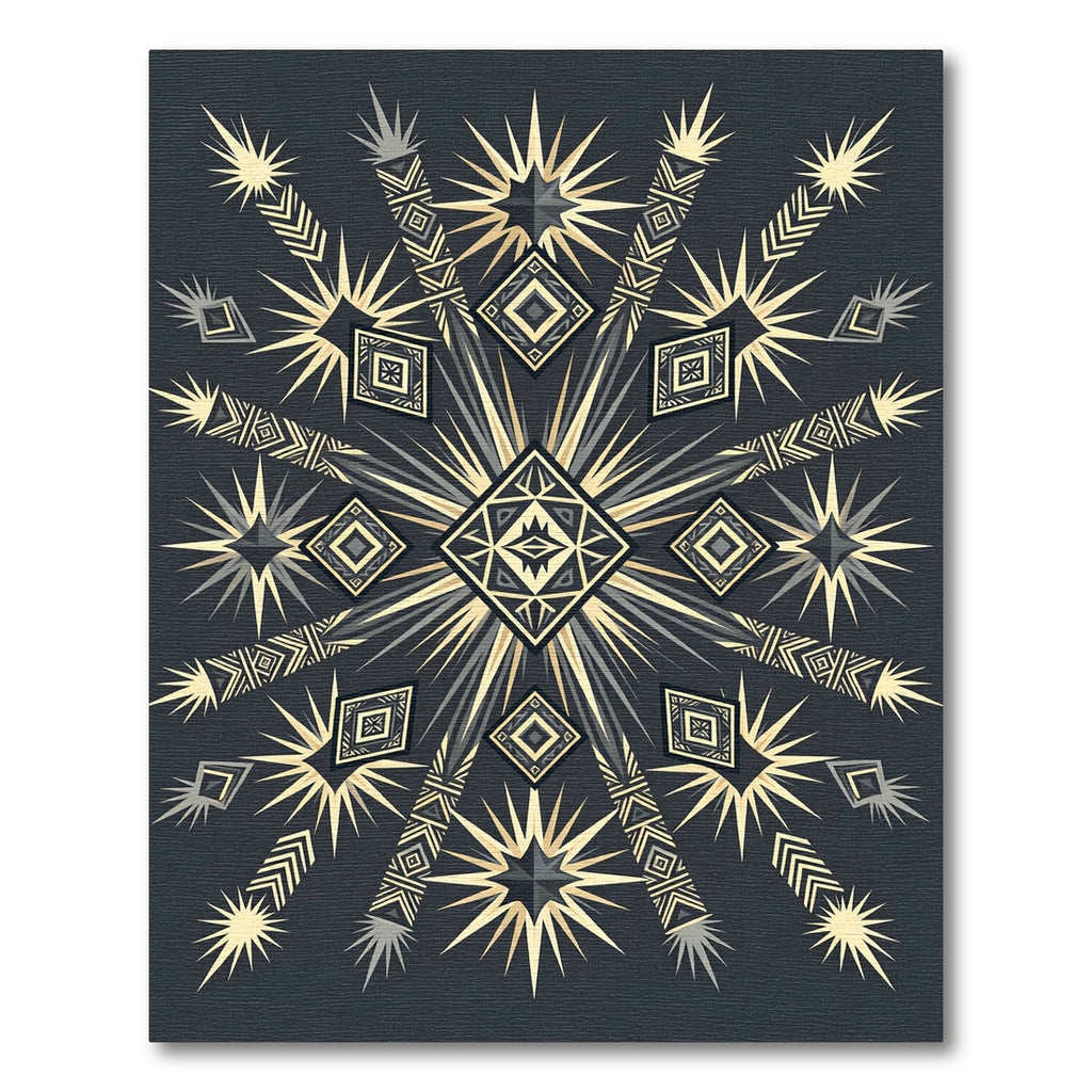 Golden Teal Starburst Diamond Medallion Rug