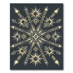 Golden Teal Starburst Diamond Medallion Rug